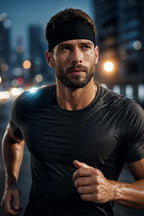 PrimeBuild Performance Sweat Headbands – 5-Pack, Black – in action