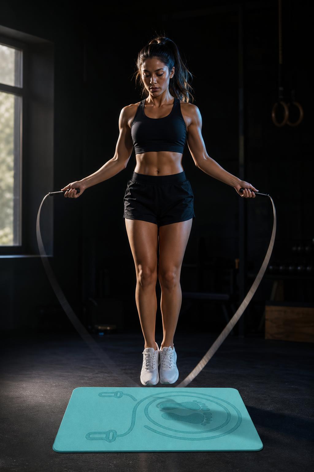 PrimeBuild Jump Rope Training Mat – 6mm TPE, Compact Size – in action