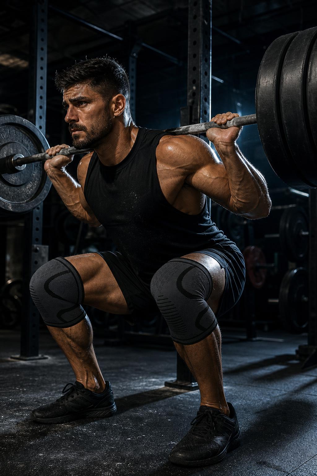 PrimeBuild Knee Compression Sleeves – Knit Support, Black – in action