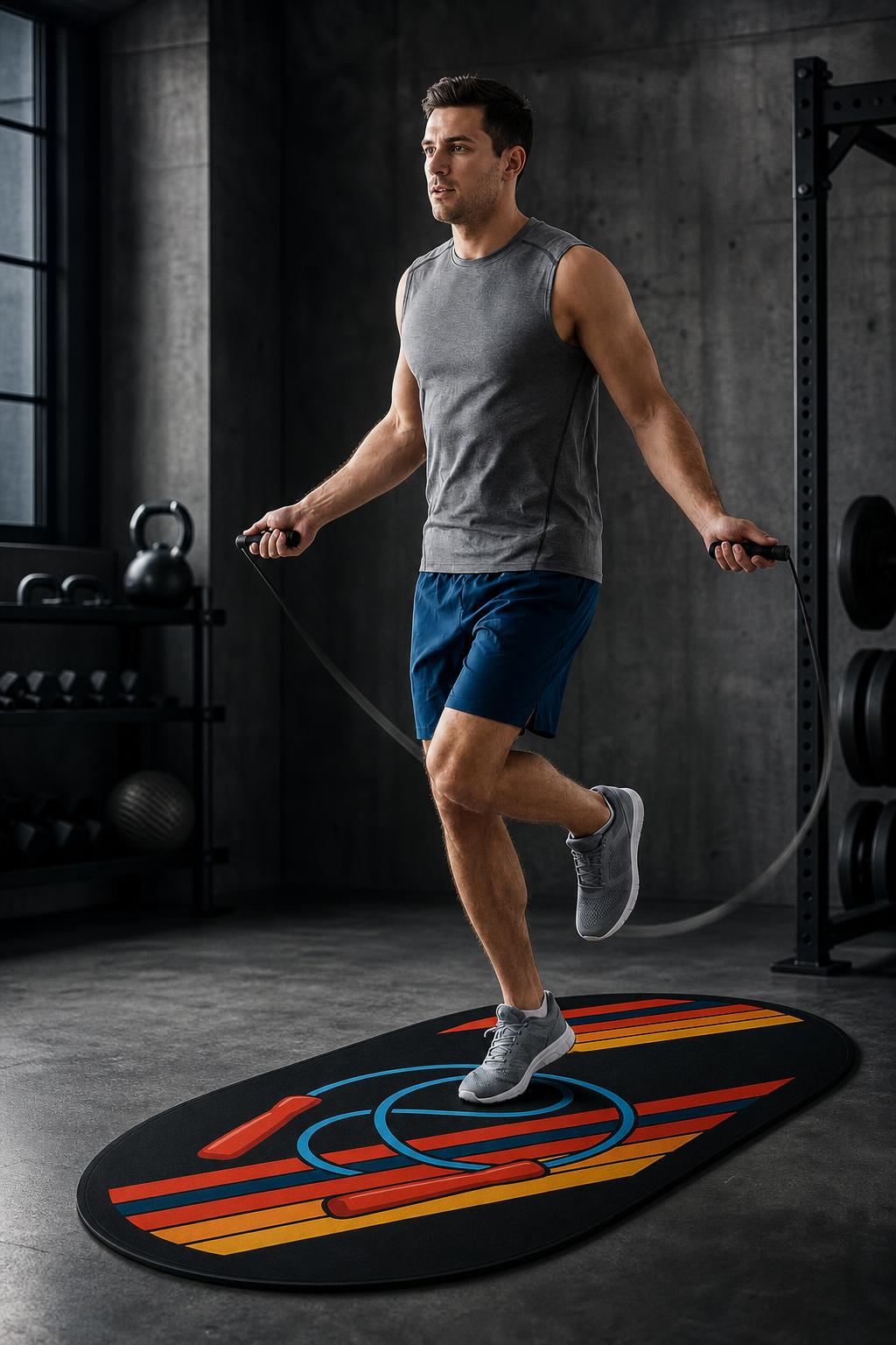 PrimeBuild Jump Rope Mat Set – 71 x 36 in Rubber Mat + Rope – in action