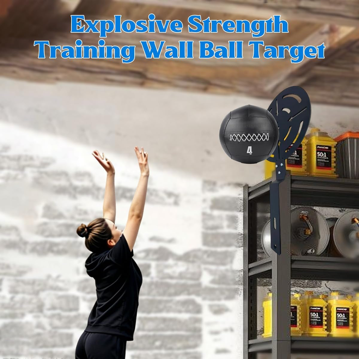 Wall Ball Target – Adjustable Rack Mountable Medicine Ball Target for Power Rack Attachments， Detachable Heavy-Duty Steel Power Rack Accessory for Home & Gym, Explosive Strength Training Equipment