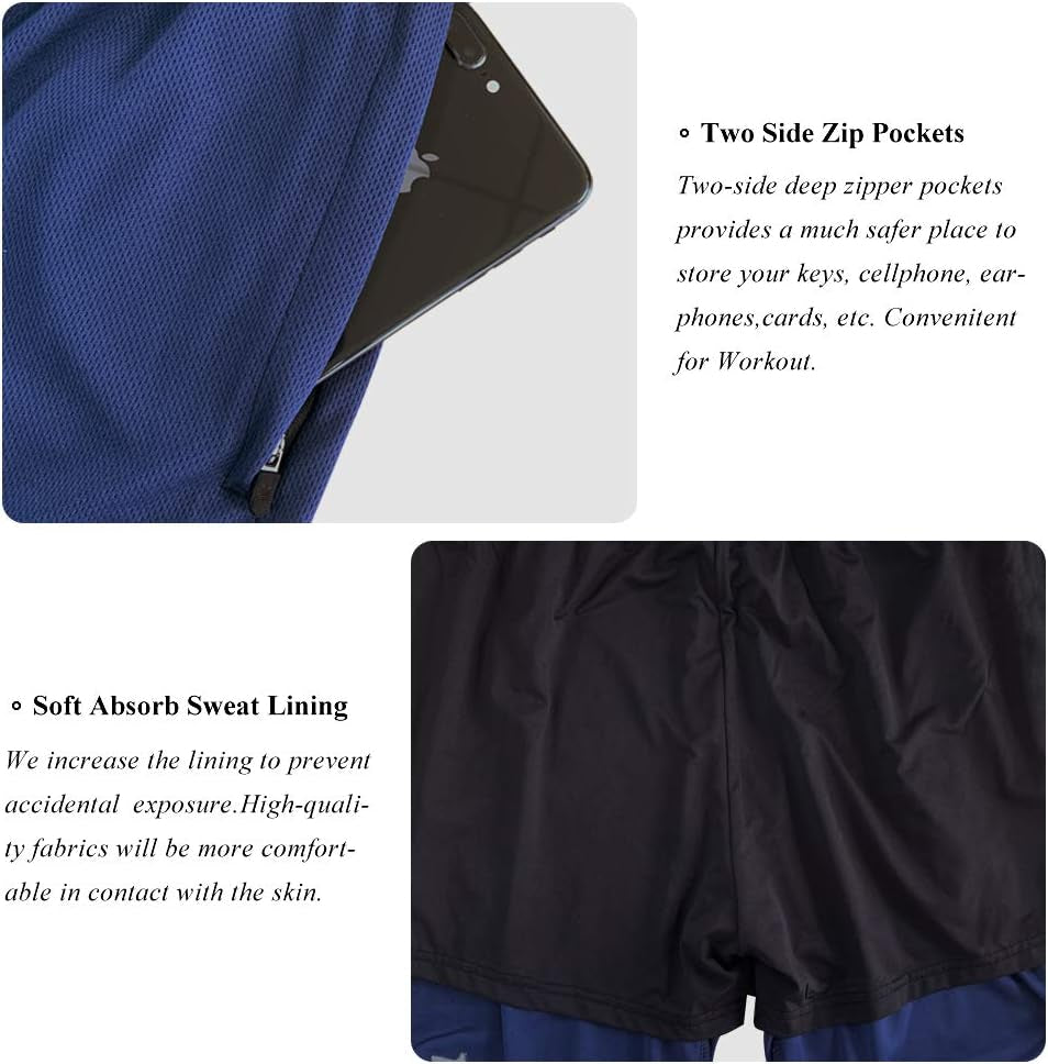 Men'S 7" Running Shorts with Zipper Pocket for Gym & Athletics
