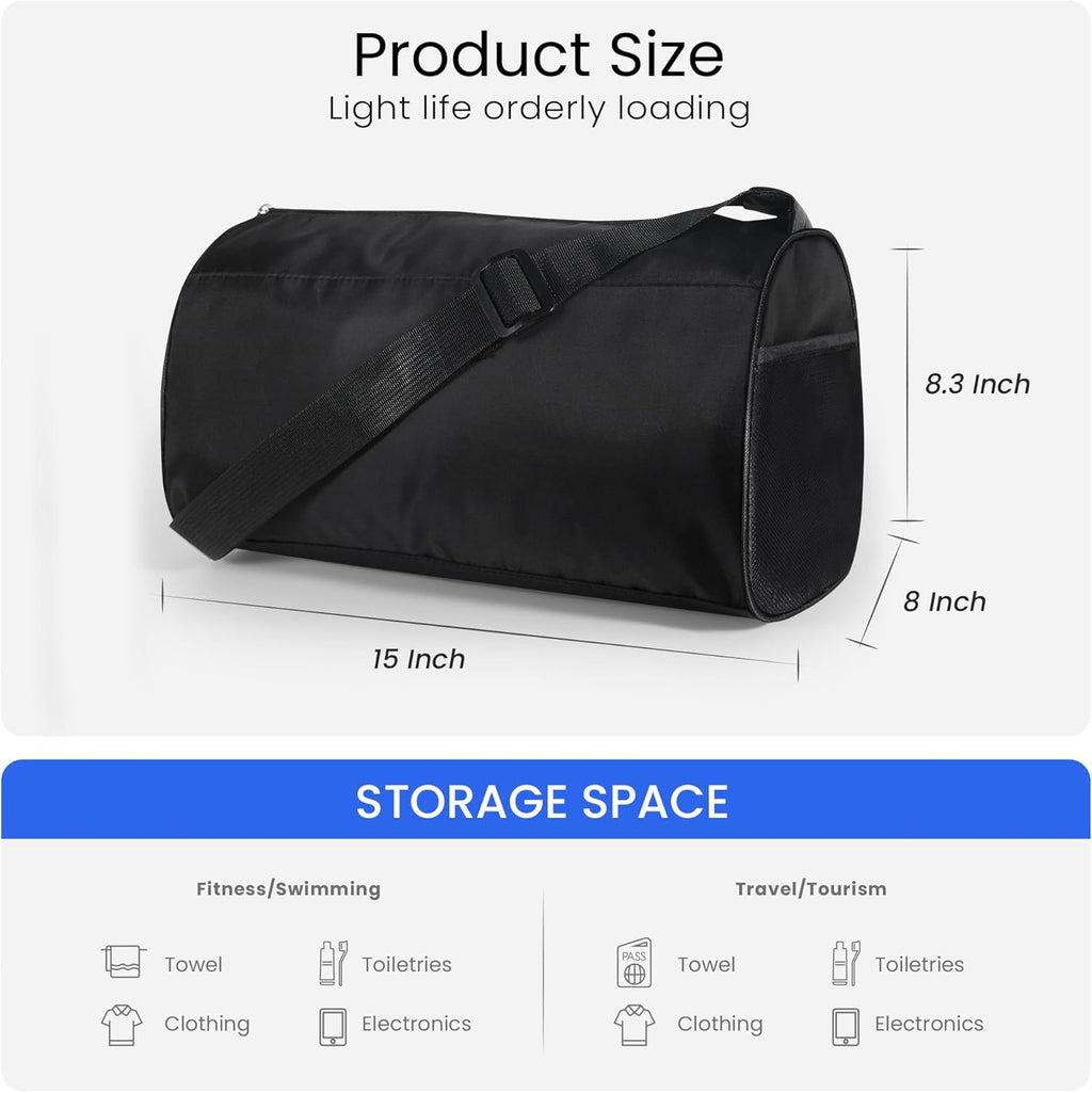 Small Gym Bag for Women & Men,Small Lightweight Duffel Bag Carry on Bags Mini Duffel Travel Bag Waterproof Sports Bags for Workout/Sport/Travel, Black