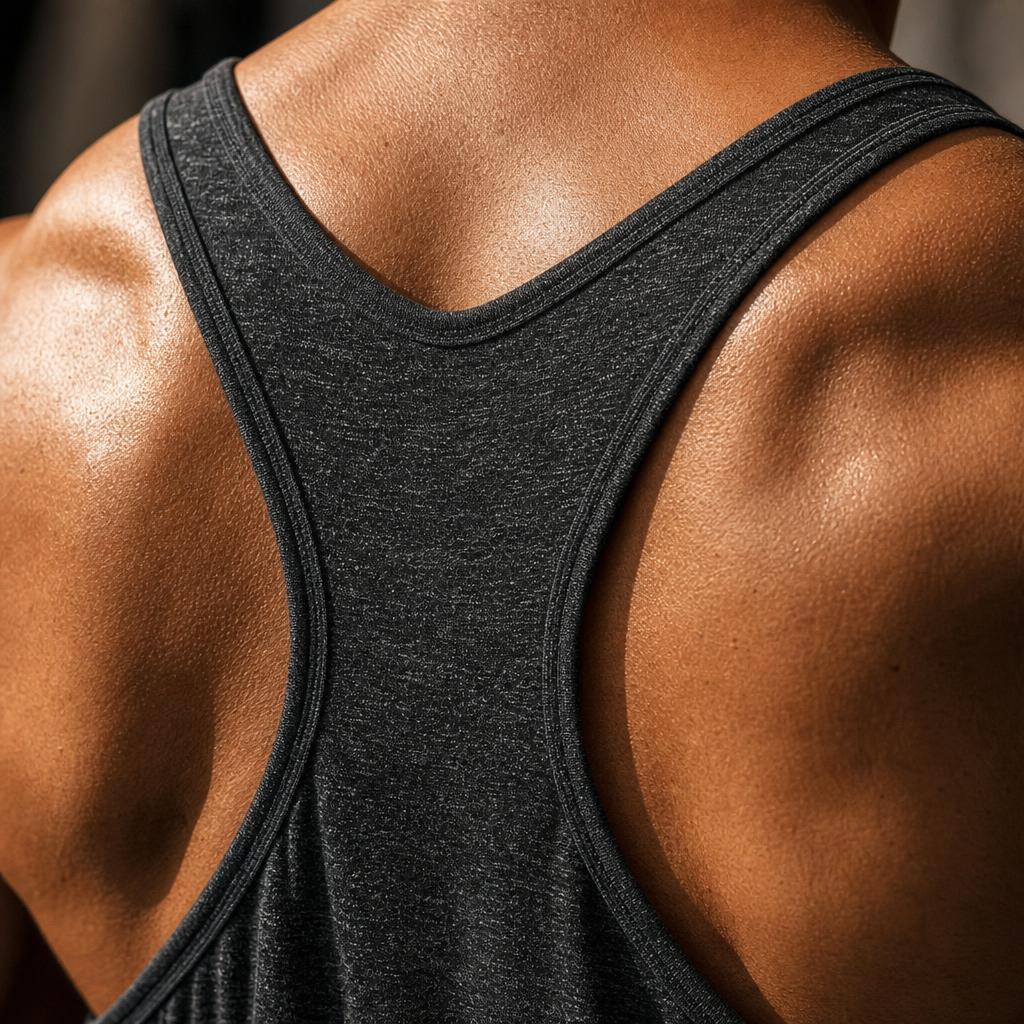 PrimeBuild Men's Y-Back Training Tank – 3-Pack, Black/Blue/Grey – detail