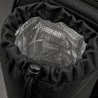 PrimeBuild Insulated Water Bottle Carrier close-up of the open drawstring sleeve with silver foil lining and cord lock