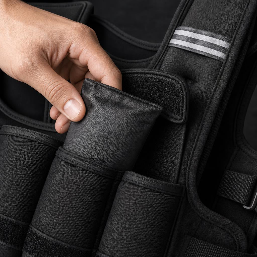 PrimeBuild Adjustable Weighted Vest – 4 to 12 lb, Reflective – detail