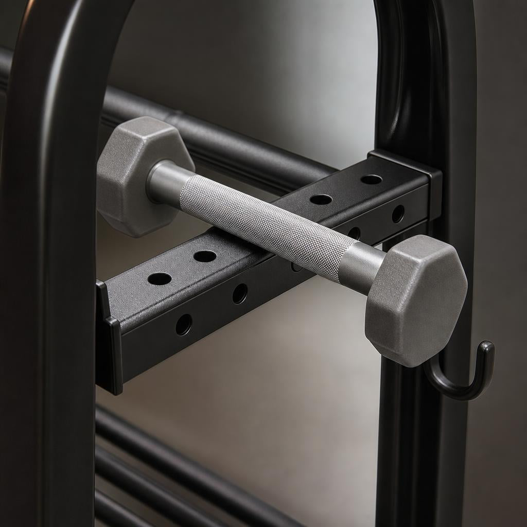 PrimeBuild 3-Tier Dumbbell Rack – Home Gym Storage with Hooks – detail
