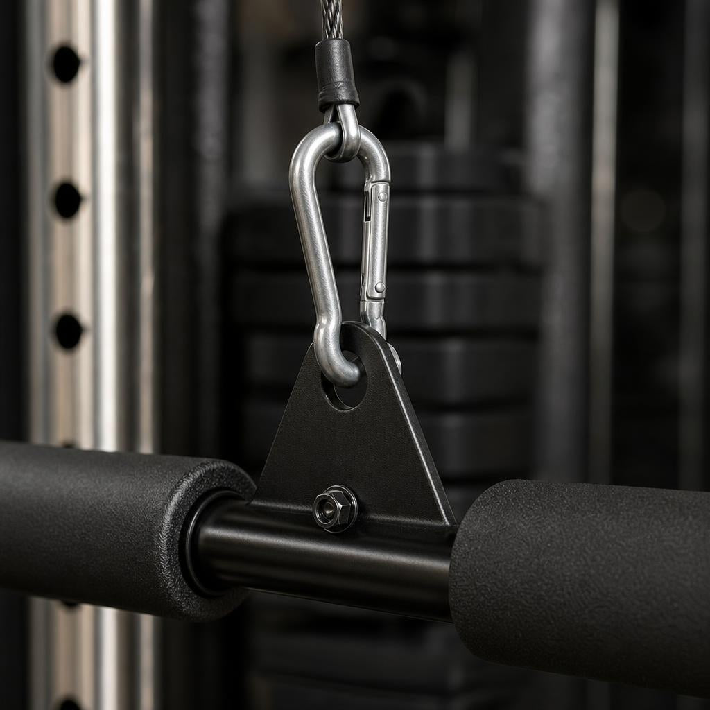 PrimeBuild LAT Pulldown Bar – 40" Cable Attachment with Carabiner – detail