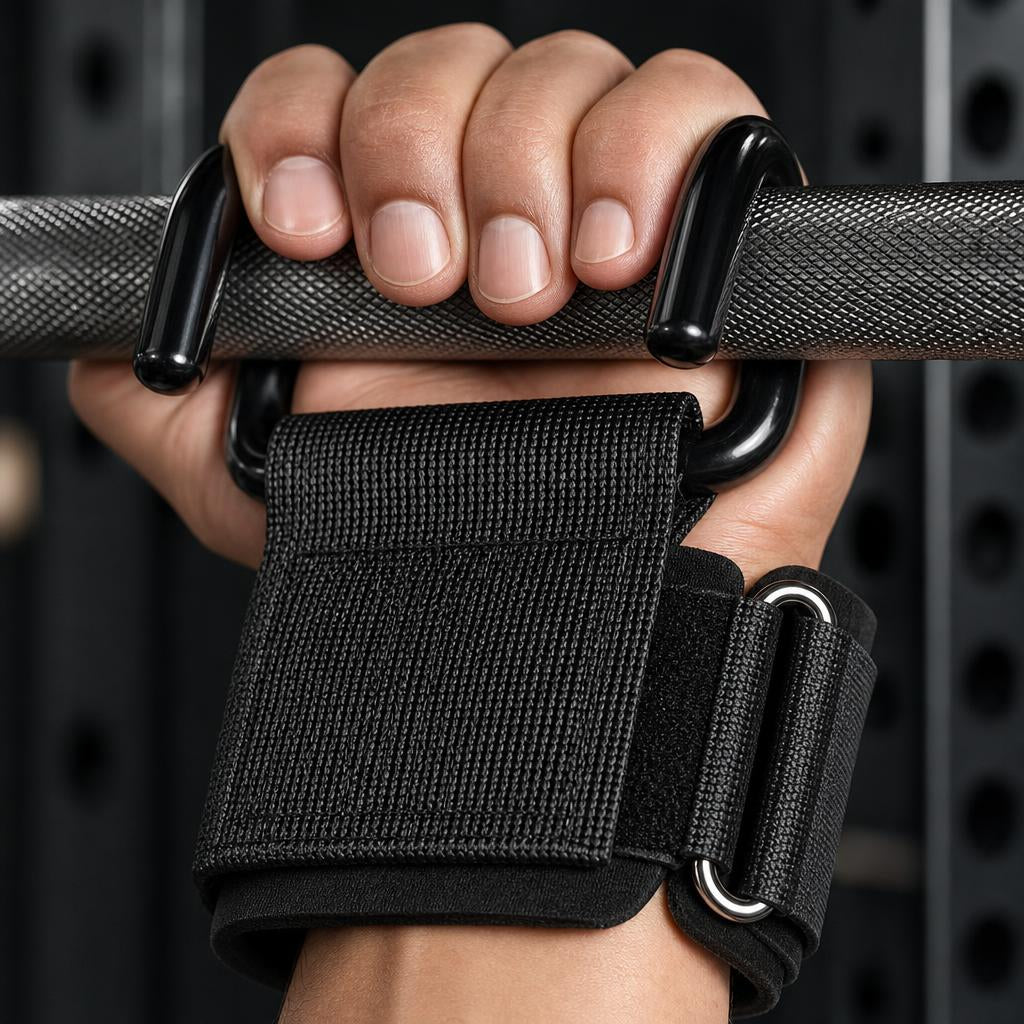 PrimeBuild Heavy-Duty Weight Lifting Hooks – Padded Wrist, Pair – detail