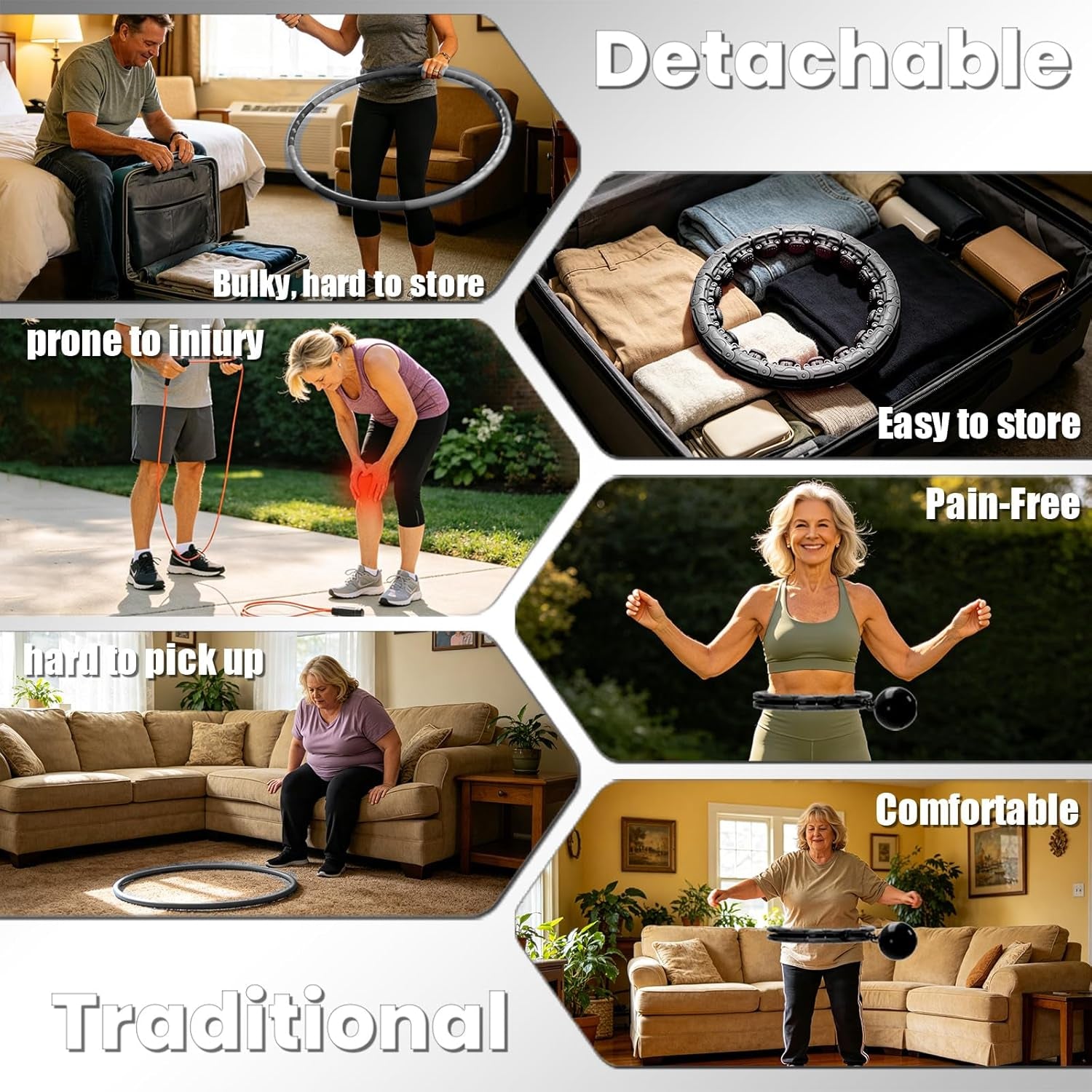 Weighted Hula Infinity Fitness Hoop for Adult Weight Loss | 2 in 1 Smart Fitness Workout Hula Circle Hoops with 26 Detachable Knots, Exercise Fit Hoop Suitable for Women and Beginners