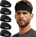 Sweat Band, 5 Pack Headband Moisture Wicking for Running Sports | Workout Sweatband, Unisex Fit, Non-Slip, Skin-Friendly, Multi-Use, Perfect for Exercise, Lightweight