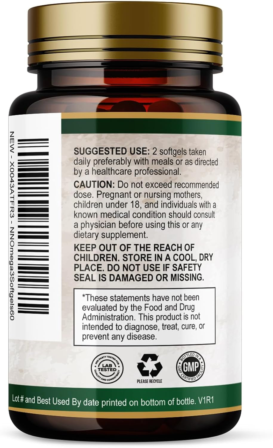 Omega 3 Fish Oil Supplements - 2400Mg Fish Oil per Serving - Triple Strength Omega-3 with EPA & DHA Fatty Acids - Natural Heart, Brain & Immune Support - Wild Caught, Bottled in USA - 60 Softgels