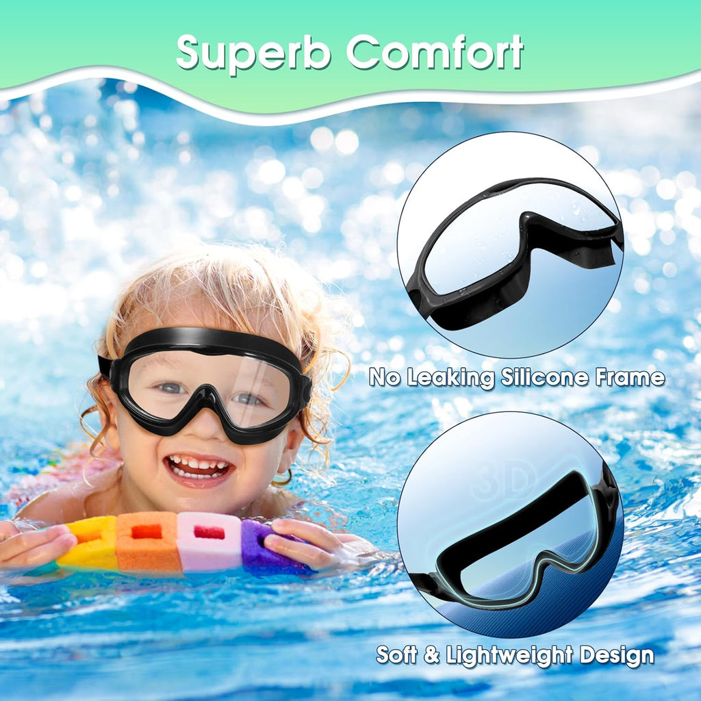 2 Pack Kids Swimming Goggles, Anti-Fog Swim Goggles for Toddler Girls Boys 3-15