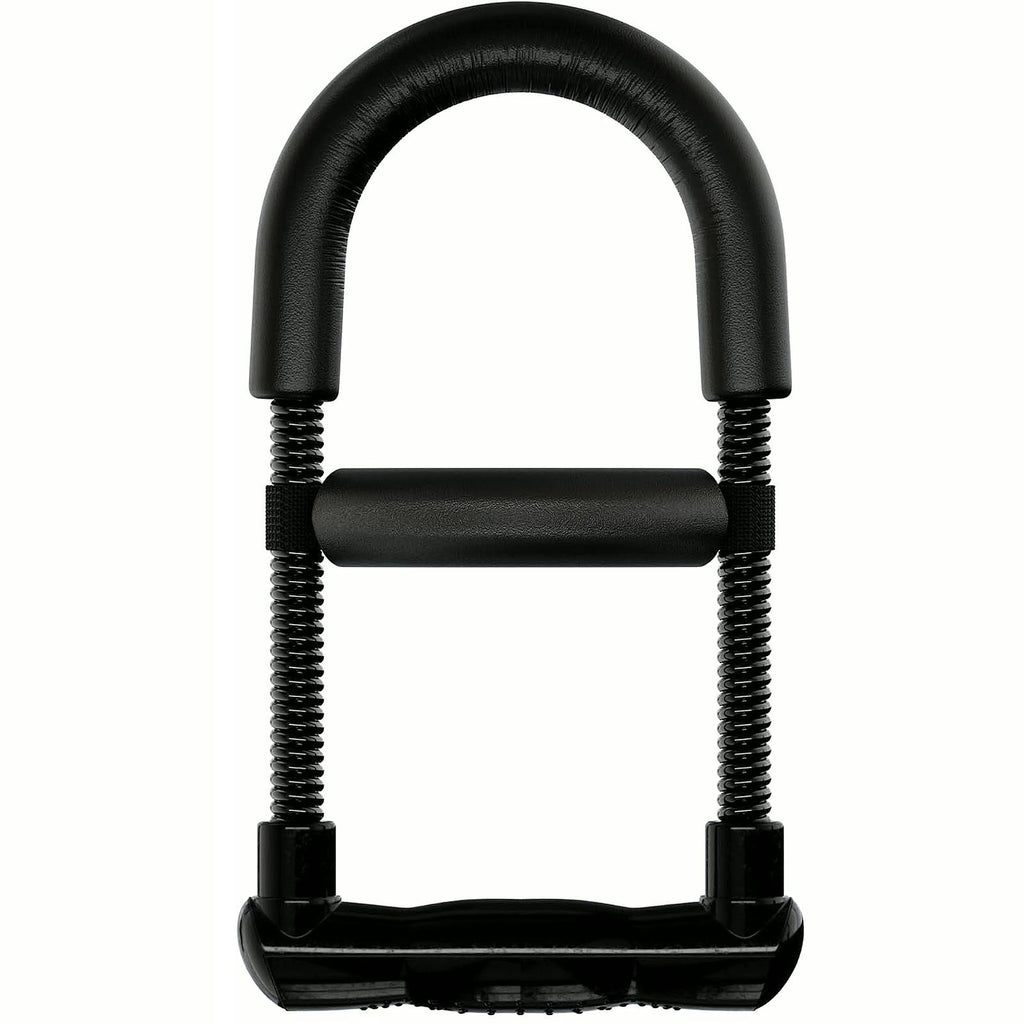 PrimeBuild Adjustable Wrist Strengthener front view in black showing the foam arch, sliding pad and handle