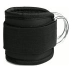 PrimeBuild Cable Machine Ankle Strap, single black padded cuff with hook-and-loop strap and metal D-rings