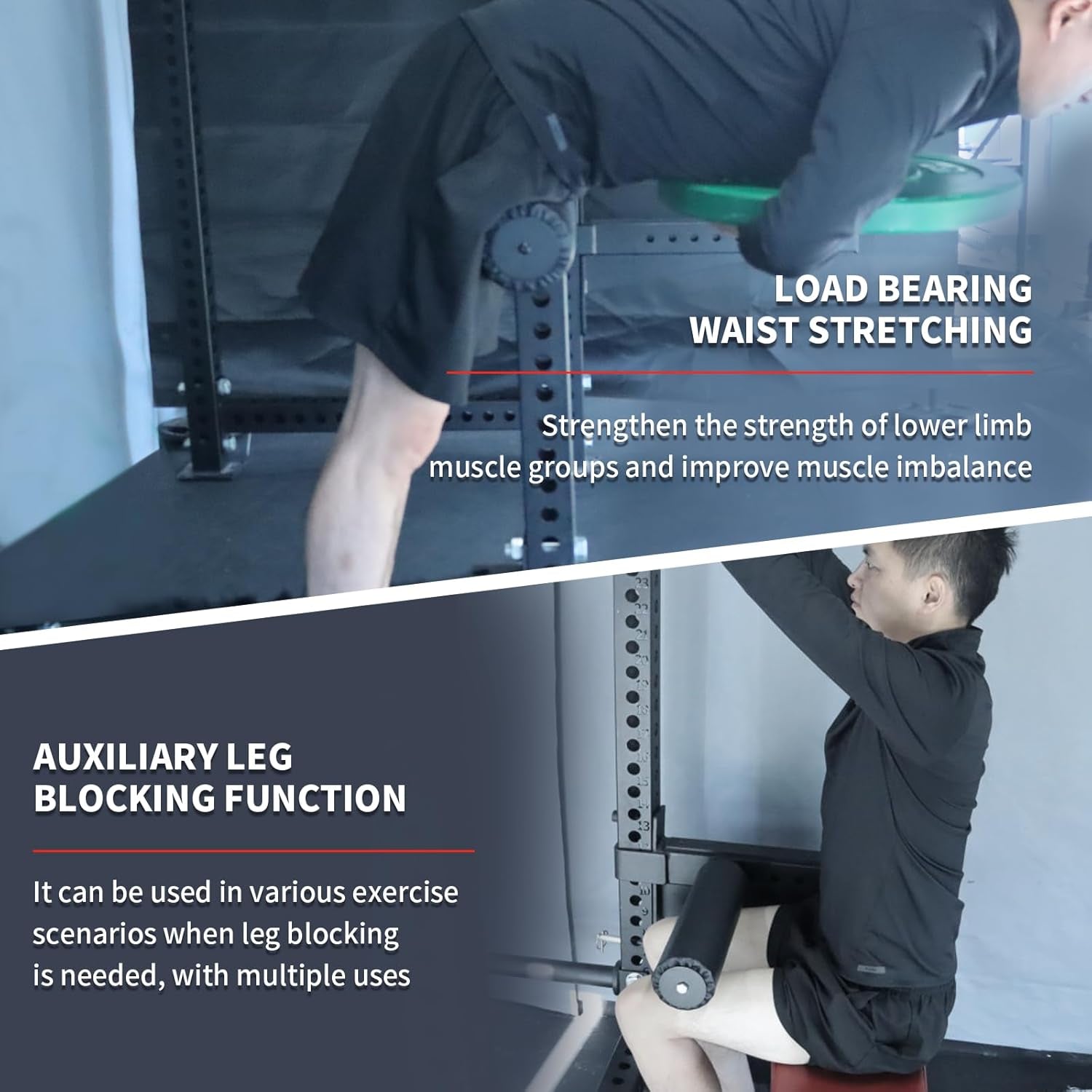 Single Leg Squat Roller/Nordic Hamstring Curl for Squat Rack Power Rack Attachments, Bulgarian Split Squat for Workout Esquipment Home Gym Accessories