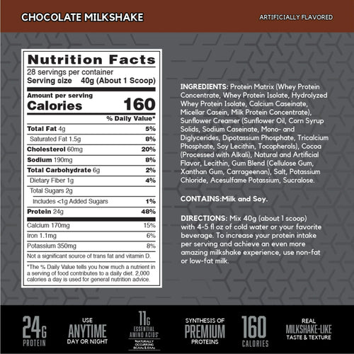 SYNTHA-6 Edge Protein Powder, Chocolate Protein Powder with Hydrolyzed Whey, Micellar Casein, Milk Protein Isolate, Low Sugar, 24G Protein, Chocolate Milkshake, 28 Servings
