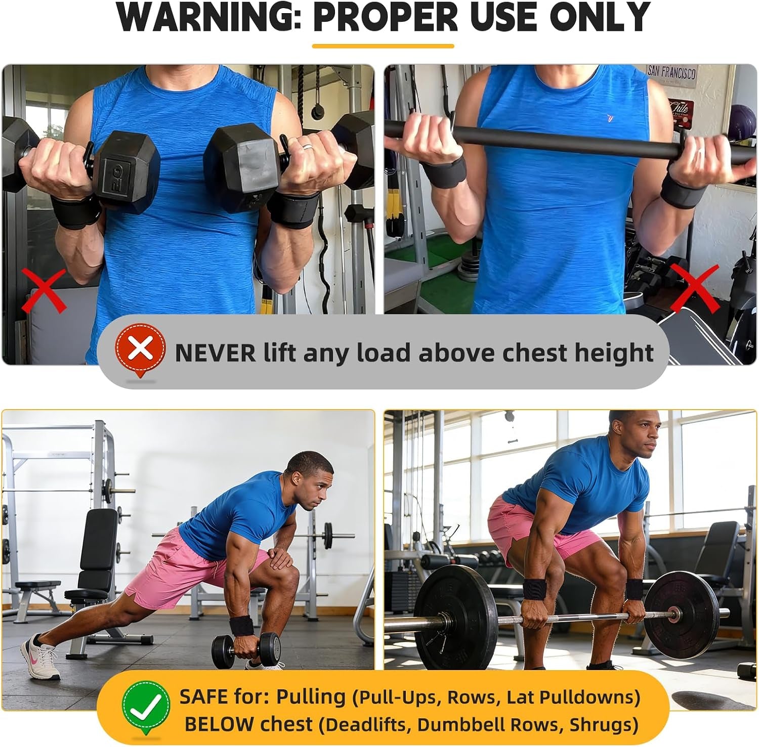 Weight Lifting Hooks for Men and Women (Pair) | 330 LB Heavy Duty Gym Lifting Wrist Strap Hook for Deadlifts, Pull-Ups, Strength Training, 0.4Inch Grip Weightlifting Hooks