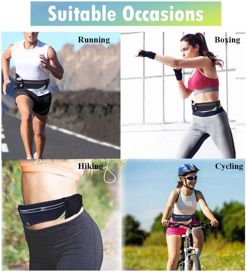 Waterproof Running Belt Water Bottle Waist Pack,Sport Pouch Fanny Pack for Men Women Runners Waist Bag,Hybration Workout Running Phone Holder for Iphone 15 14 13 12 11 Pro Max Xs Xr X 8 7 plus Galaxy