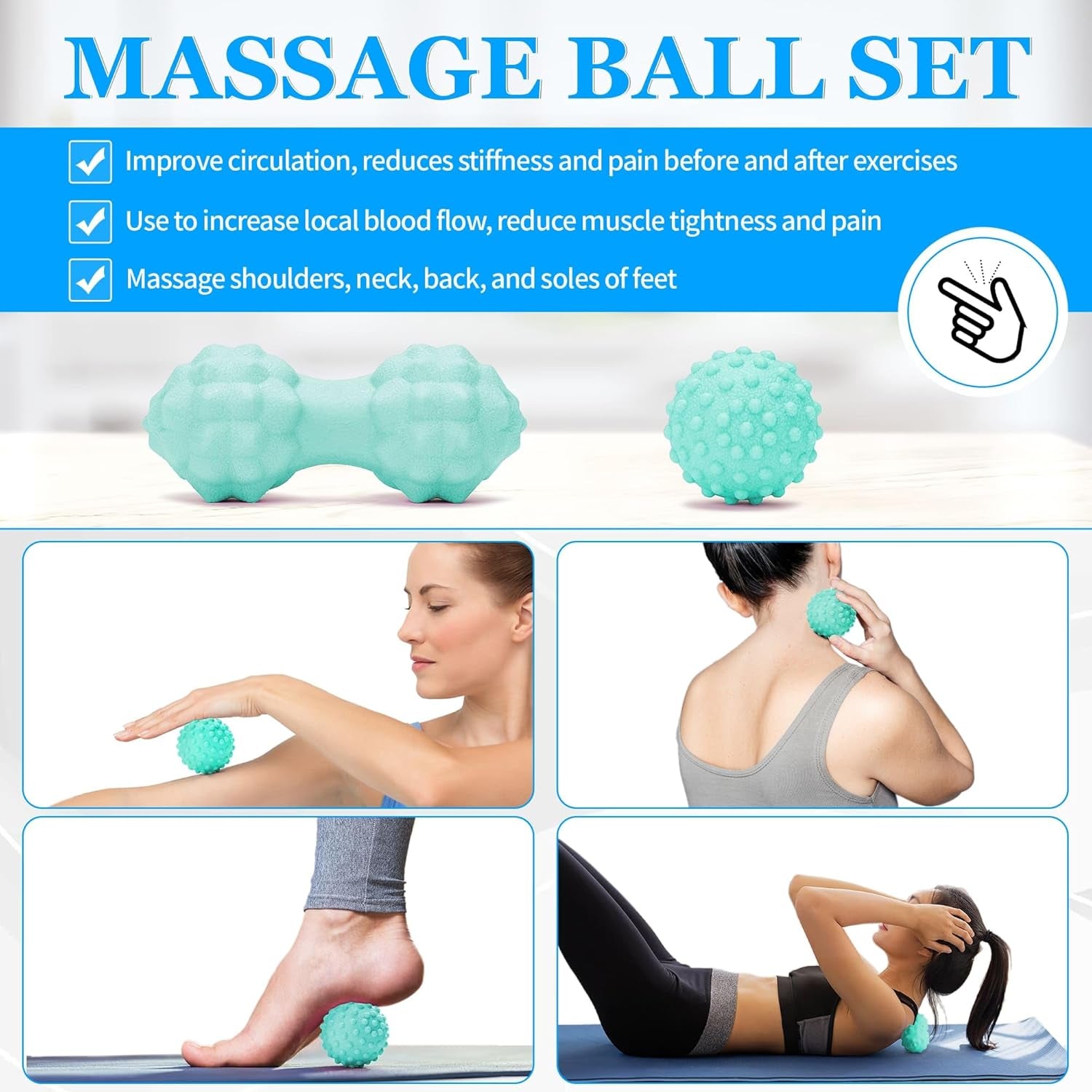 All in One Yoga Wheel Set, Soft Foam Roller Wheel for Back Pain & Stretching, Yoga Blocks 2 Pack with Strap, Trigger Point Therapy Massage Ball for Deep Tissue, Yoga Starter Kit for Beginner