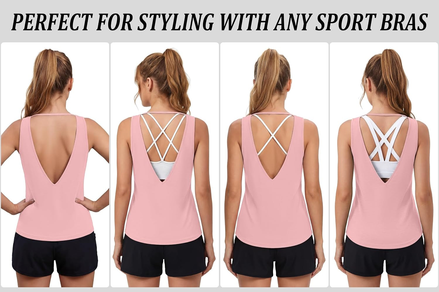 Cotton Workout Tank Tops for Women Open Back Yoga Shirts Sleeveless Athletic Running Sports Gym Tops S-XXL