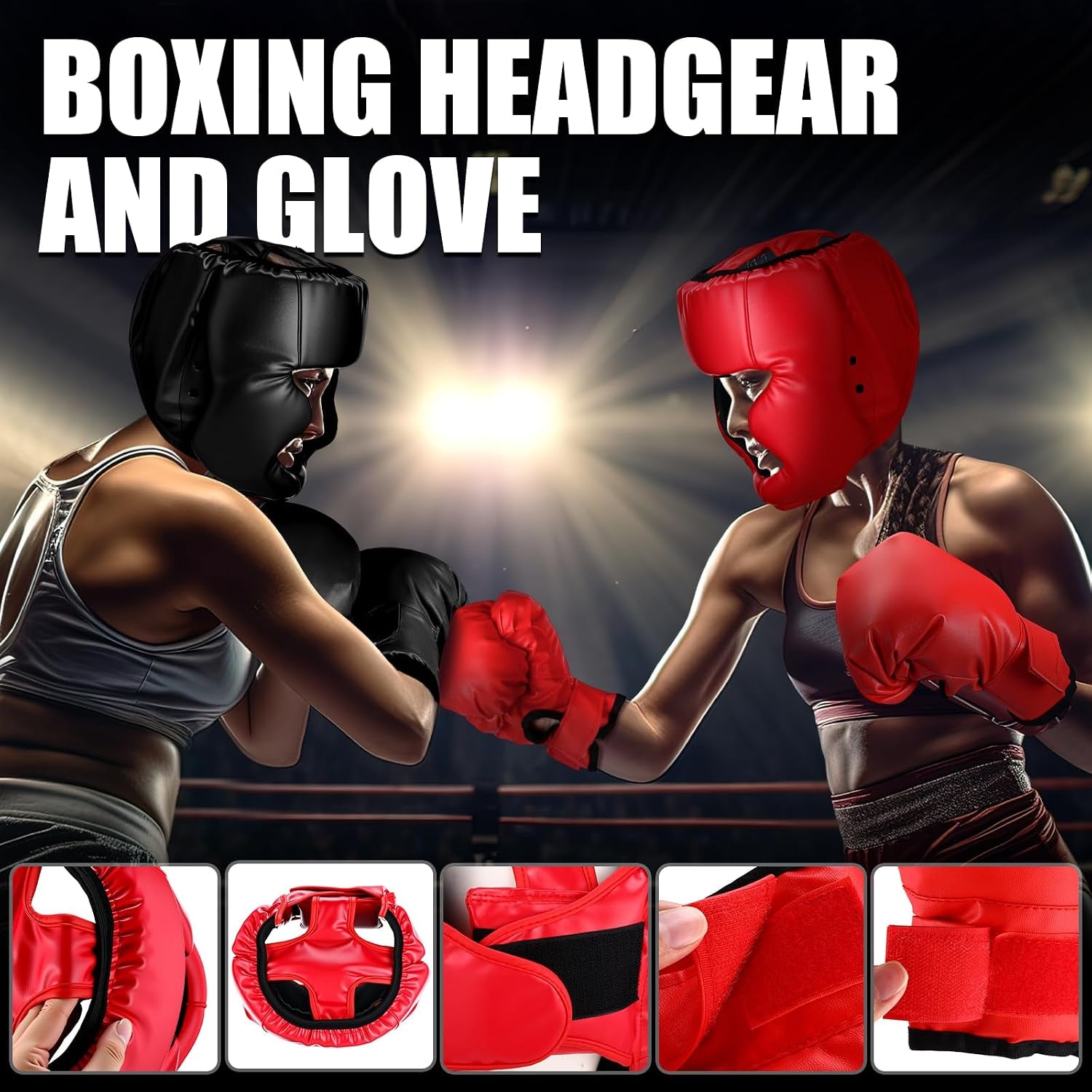 14 Pcs Boxing Equipment Set for Beginners 2 Pair of Boxing Gloves Headgears Sport Mouths Guards Gel Hand Wraps and Bags Taekwondo Sparring Gear Gifts for Adults Beginners Training Equipment