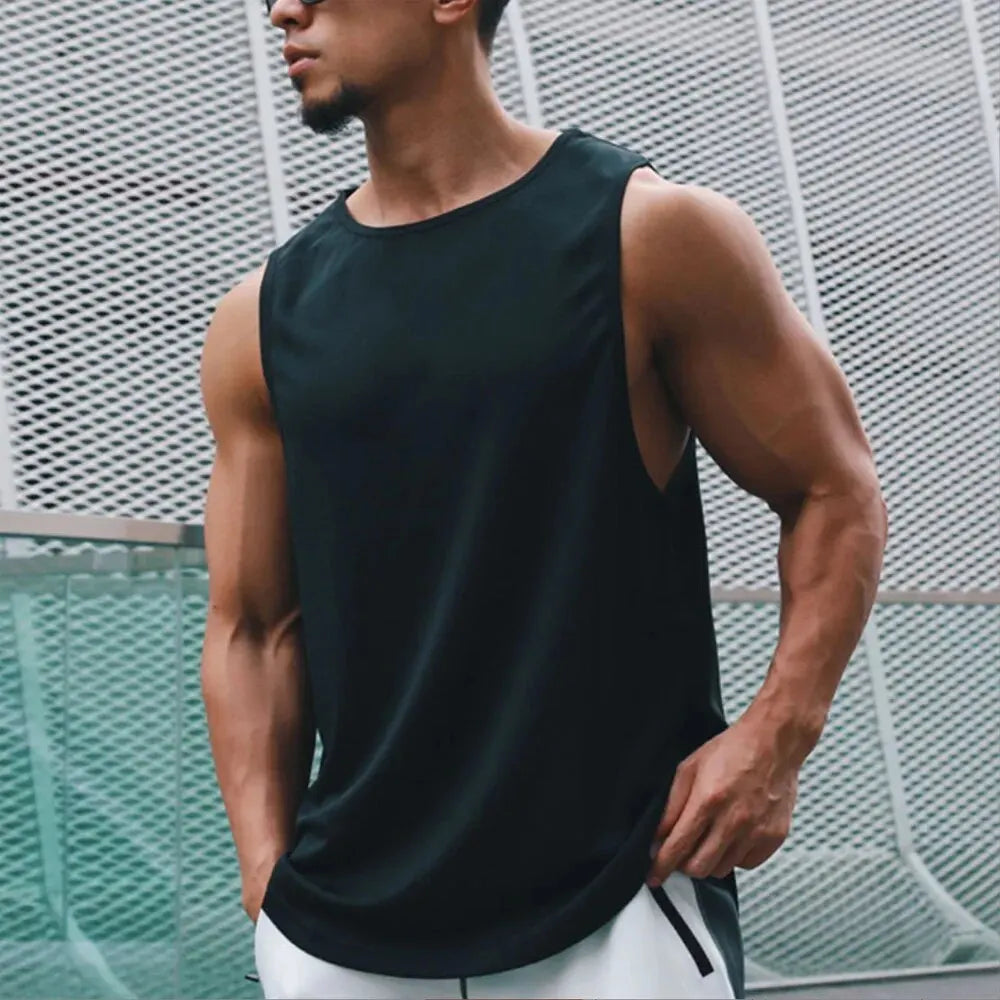 Summer Marathon Quick Dry Sports Tank Top Men'S Sleeveless Tank Top Running Training Basketball Loose Fit Tank Top