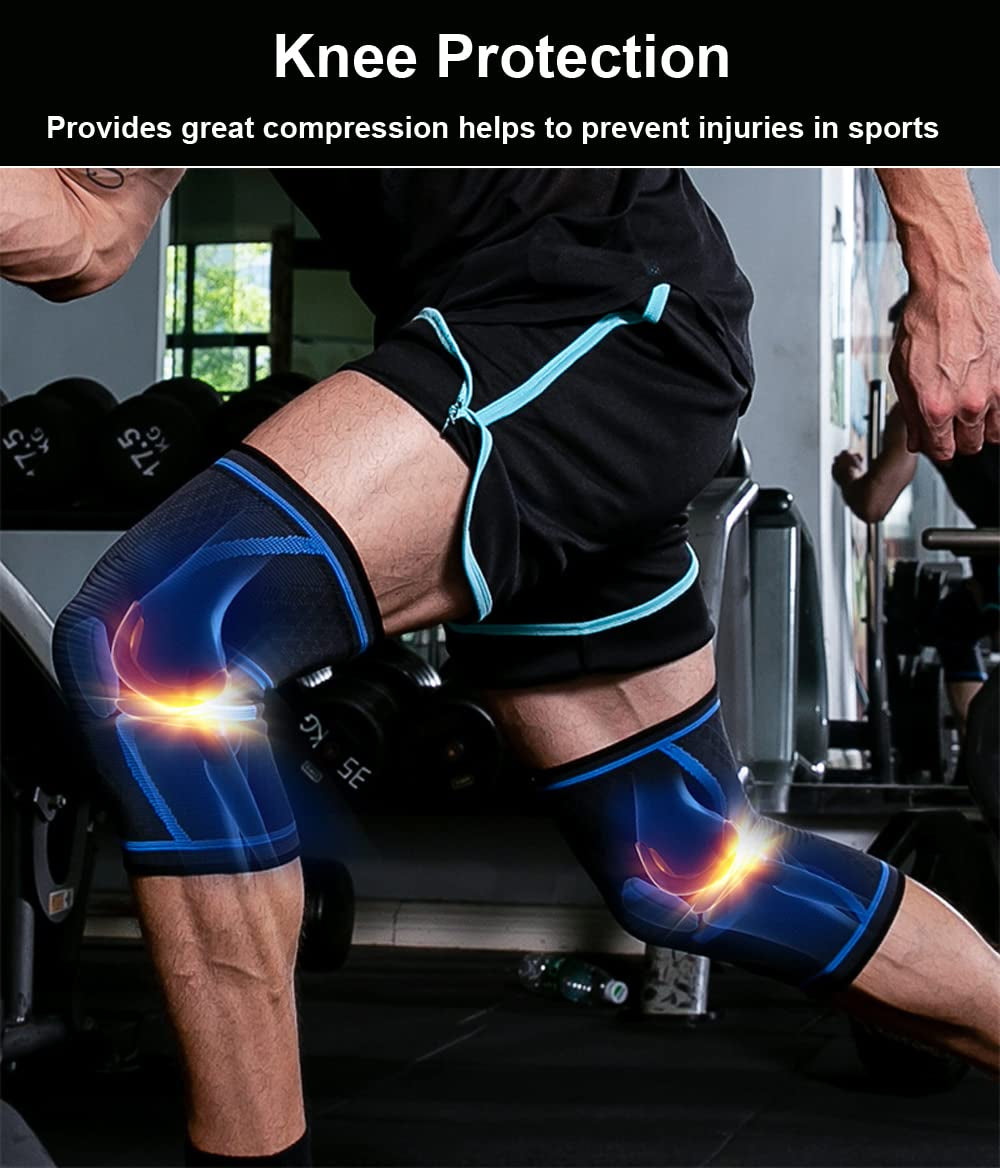 Knee Braces for Knee Pain, 2 Pack Knee Pads Knee Sleeves Weightlifting Knee Compression Sleeve, Knee Support Knee Flex Wrap Knee Sleeves (Medium, Black)