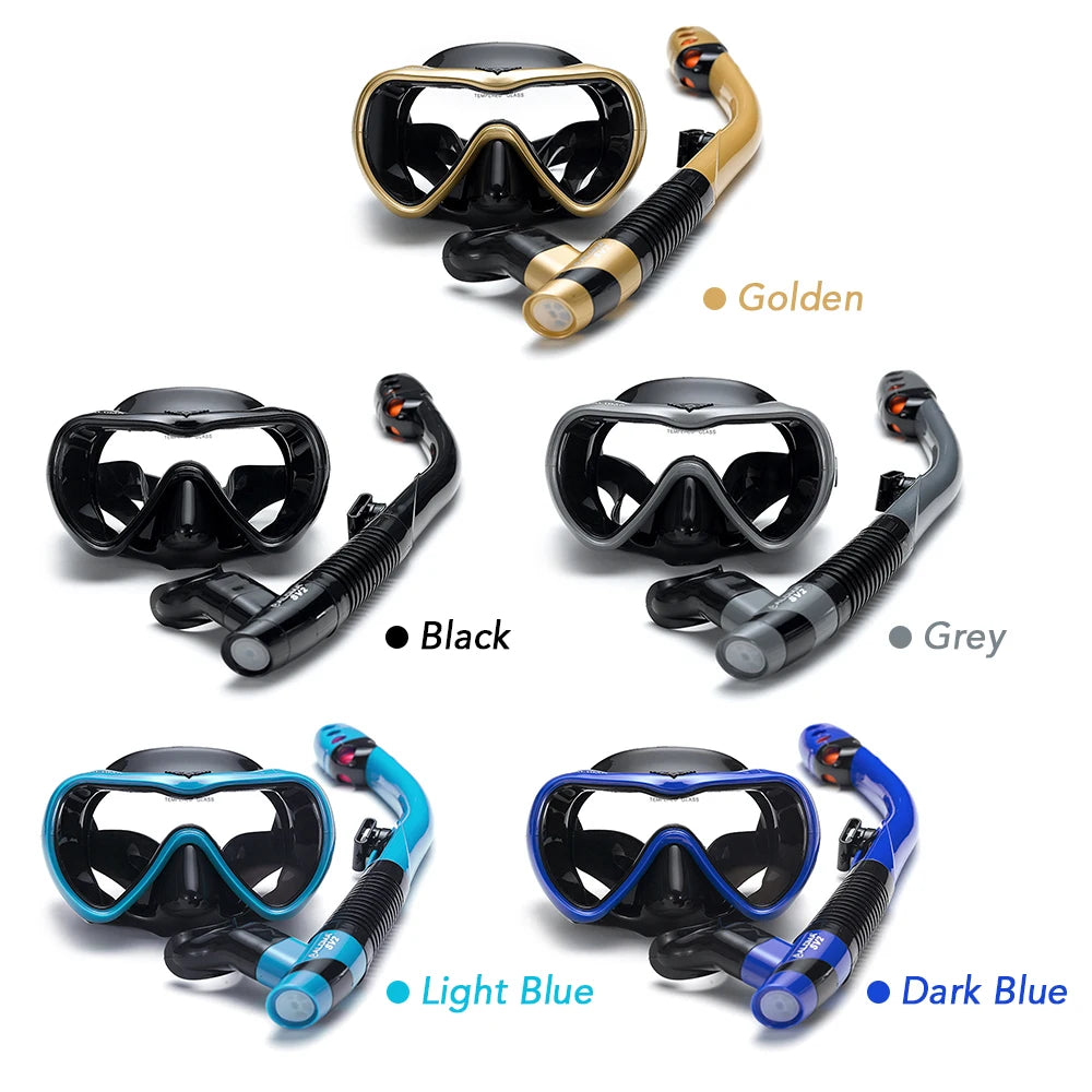 Leakproof Snorkel Set Anti-Fog Swimming Snorkeling Goggles Glasses with Dry Snorkel Tube for Snorkeling Swimming Scuba Diving