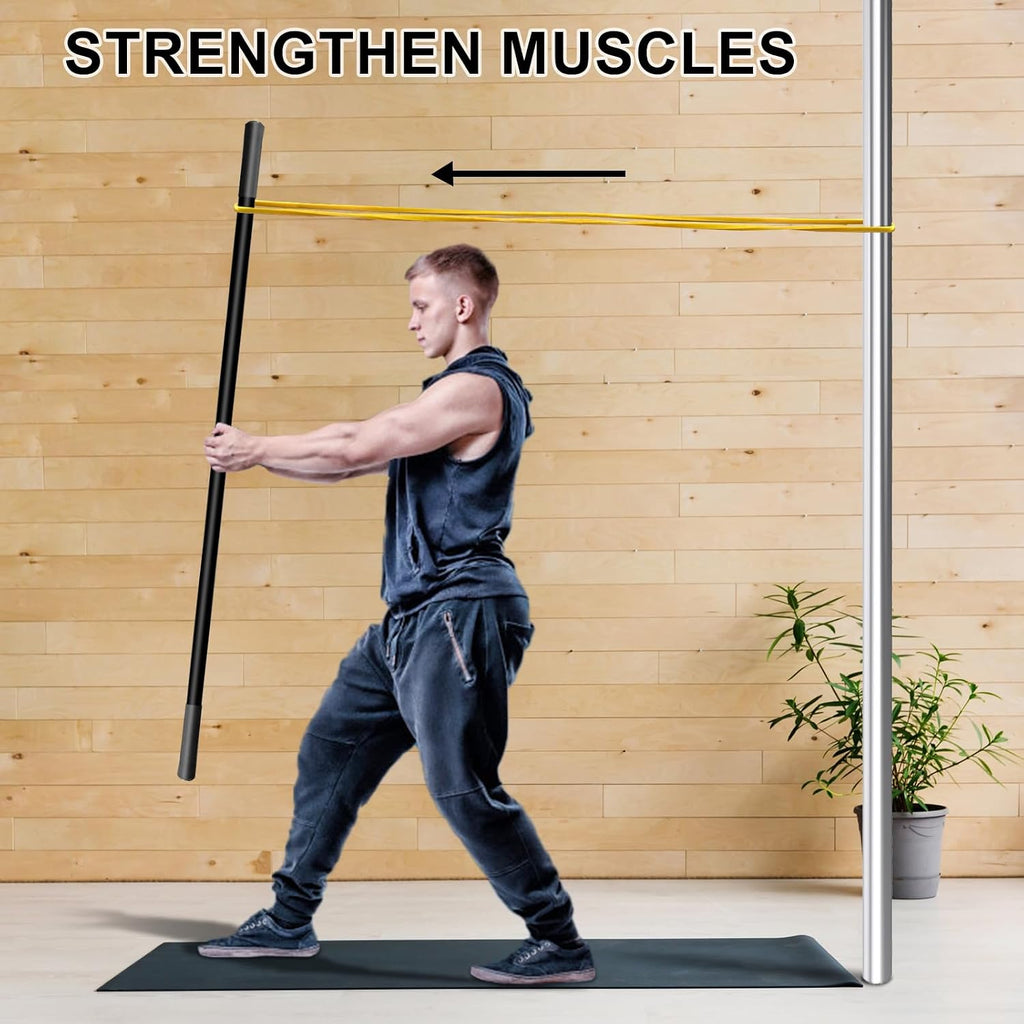5Ft Yoga Stick - Heavy-Duty Steel Adjustable Mobility Stick for Exercise, Stretching, Balance - Versatile Exercise Stick with Resistance Bands for Fitness, Rehabilitation and Warm Up