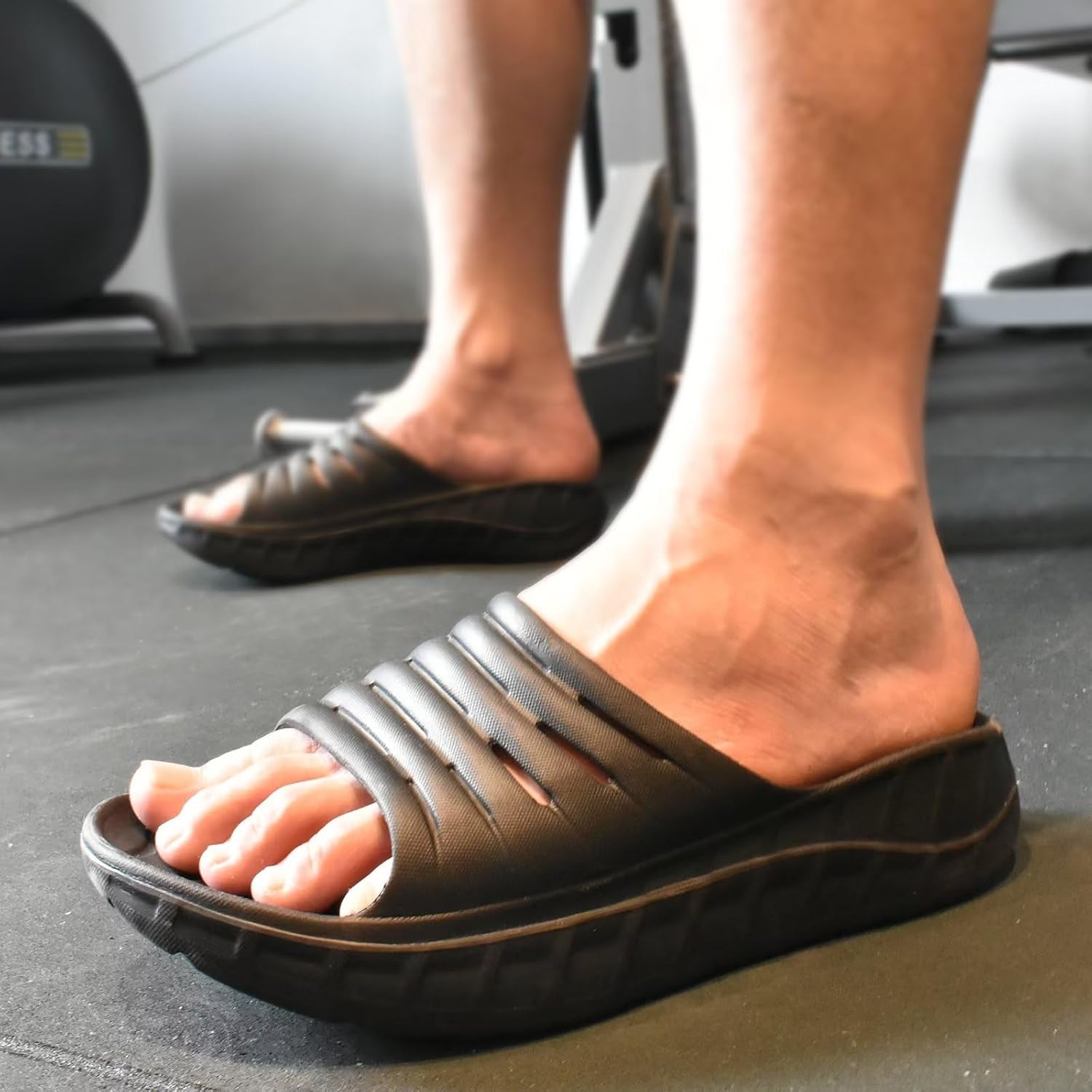 Mens Sport Recovery Sandals Arch Support Plantar Fasciitis Slides | Thick Cushion Slip on Wide Comfort Orthotic Open Toe Slippers,Post Run &Exercise Outdoor Beach Walking