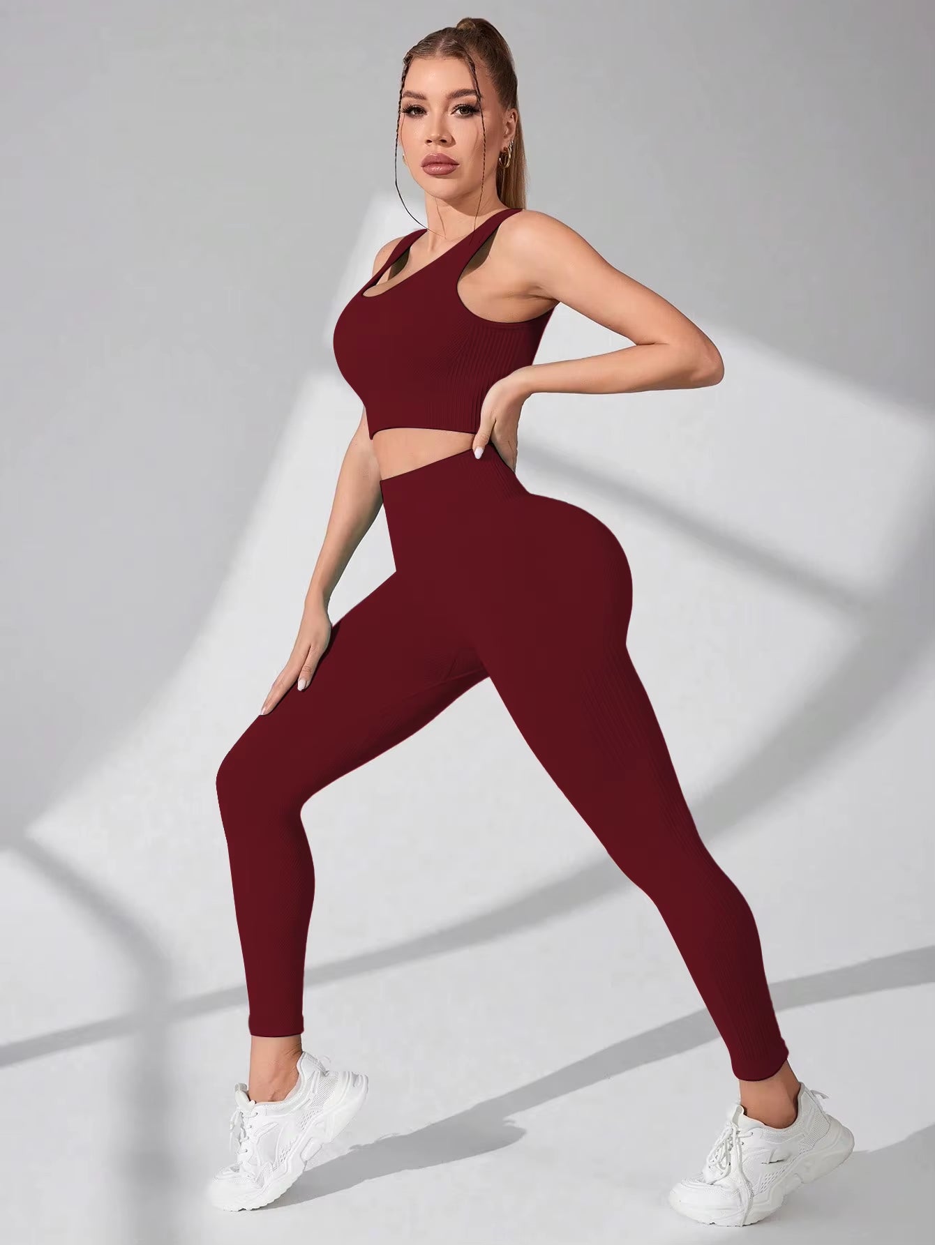 Women’S Workout Sets 2 Piece - Seamless Yoga Leggings and Cross-Strap Sports Bra Gym Outfits Activewear Matching Set