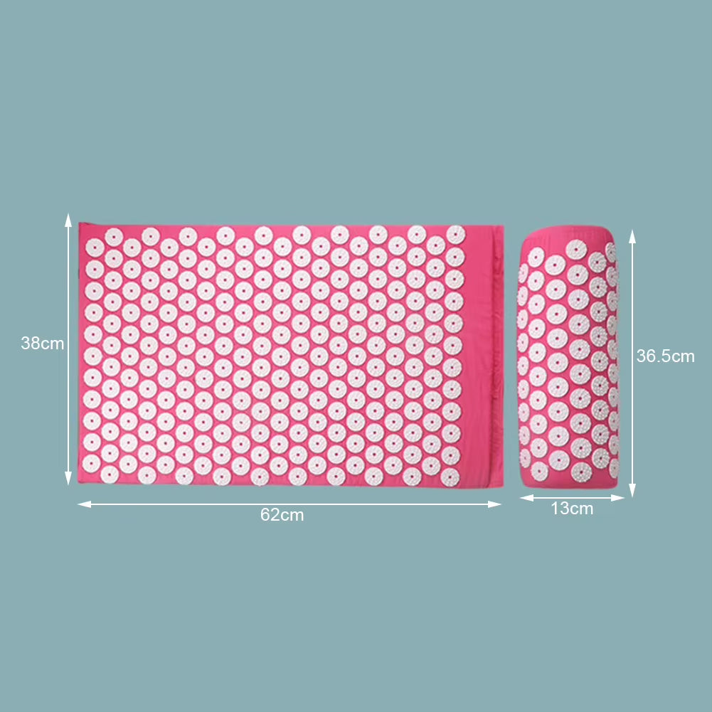 Acupressure Mat & Pillow Set – size guide: mat 62 x 38 cm, pillow 36.5 x 13 cm