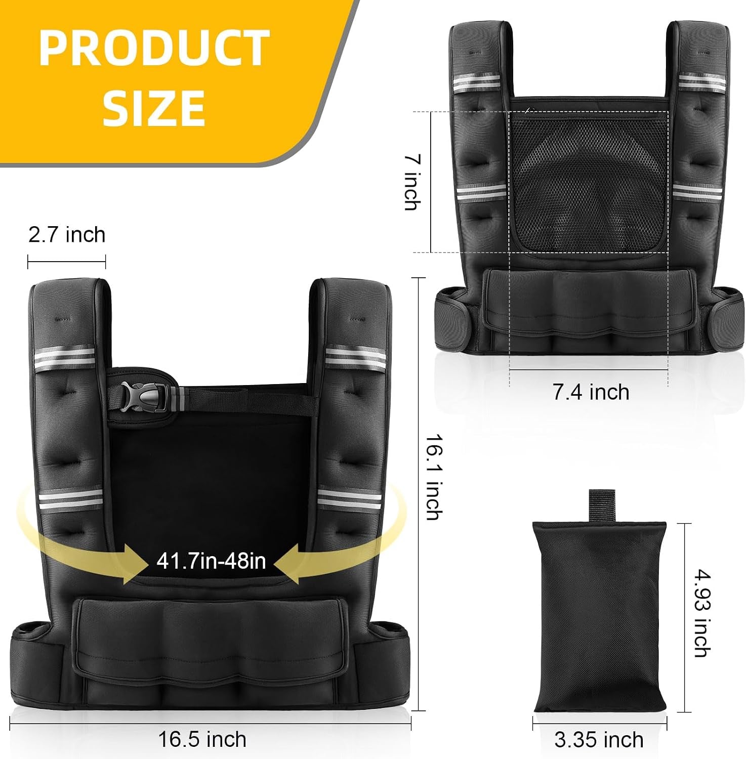 Adjustable Weighted Vest Woman, 4-12Lb/10-18Lb Weight Vest with 6 Removable Weight Bags and Pocket | Weight Vest Men and Women for Walking, Running, Weight Loss, Strength Training