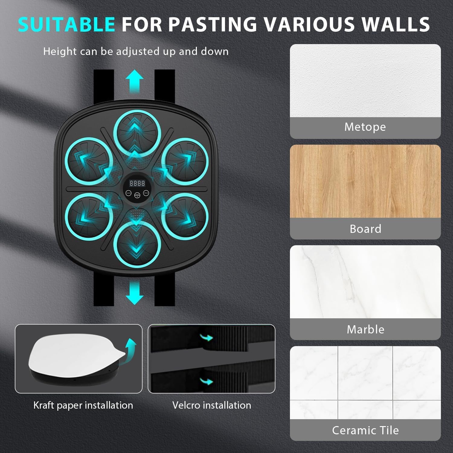 2026 Music Boxing Machine for Adults - Smart Bluetooth 2.0 Wall-Mounted Boxing Machine with Gloves Punching Bag for Home, Office, and Gym, 9 Modes & 9 Speeds