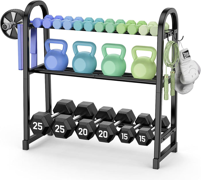 PrimeBuild™ 3-Tier Dumbbell Rack – Heavy-Duty Home Gym Storage Stand