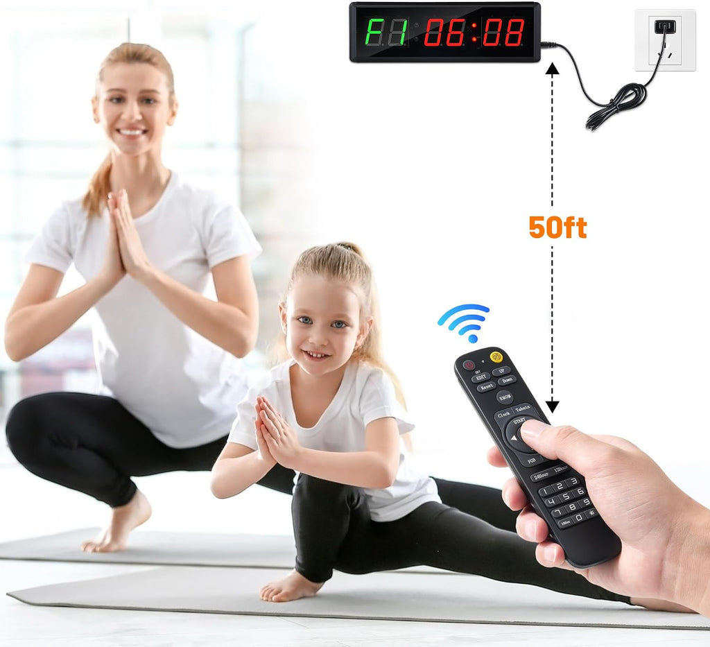 Upgraded Gym Timer Clock for Tabata/Fbg/Emom - Large Digital Interval Workout for Fitness Enthusiast, Count down & up | Stopwatch | Workout Clock for Home Gym/Yoga/Boxing/Garage Fitness Times