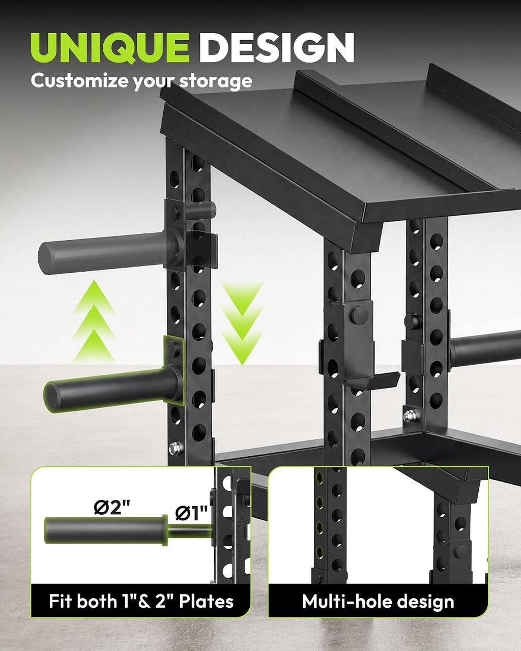Adjustable plate posts for 1 in and 2 in plates on a multi-hole frame
