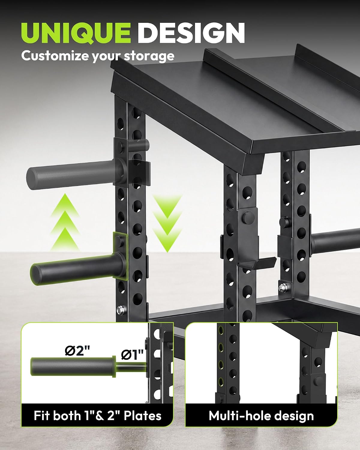 Adjustable plate posts for 1 in and 2 in plates on a multi-hole frame