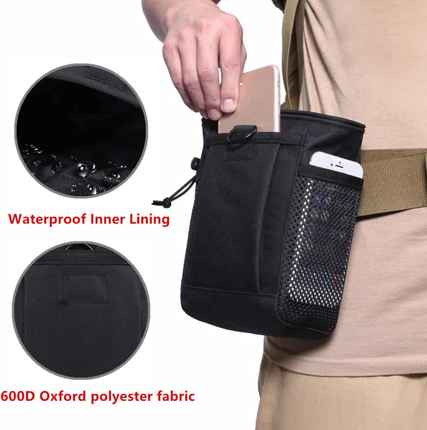 Rock Climbing Chalk Bag,  Bouldering Chalk Bags with Quick-Clip Belt and 3 Pockets, Great Equipment for Rock Climbing, Gym Training, Gymnastics, Weightlifting
