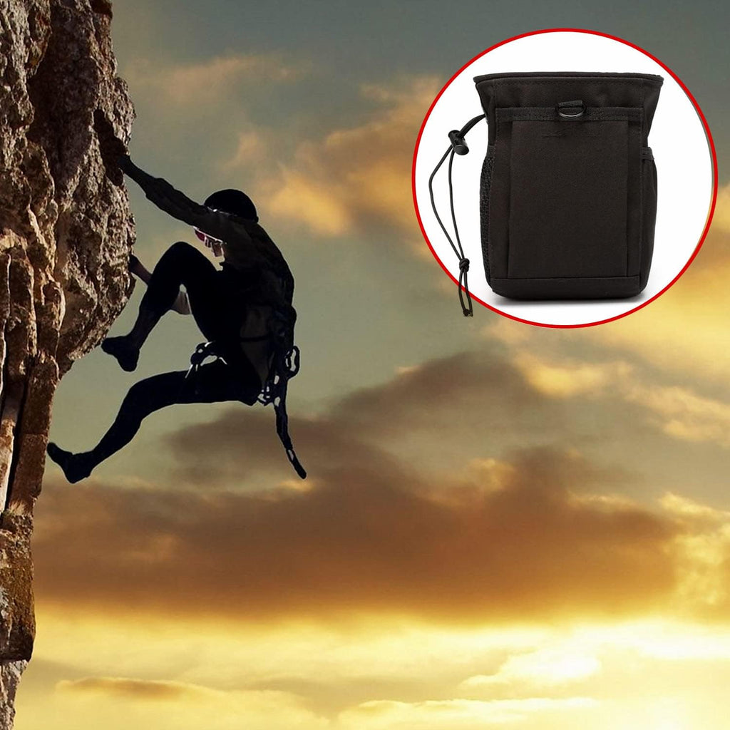 Rock Climbing Chalk Bag,  Bouldering Chalk Bags with Quick-Clip Belt and 3 Pockets, Great Equipment for Rock Climbing, Gym Training, Gymnastics, Weightlifting