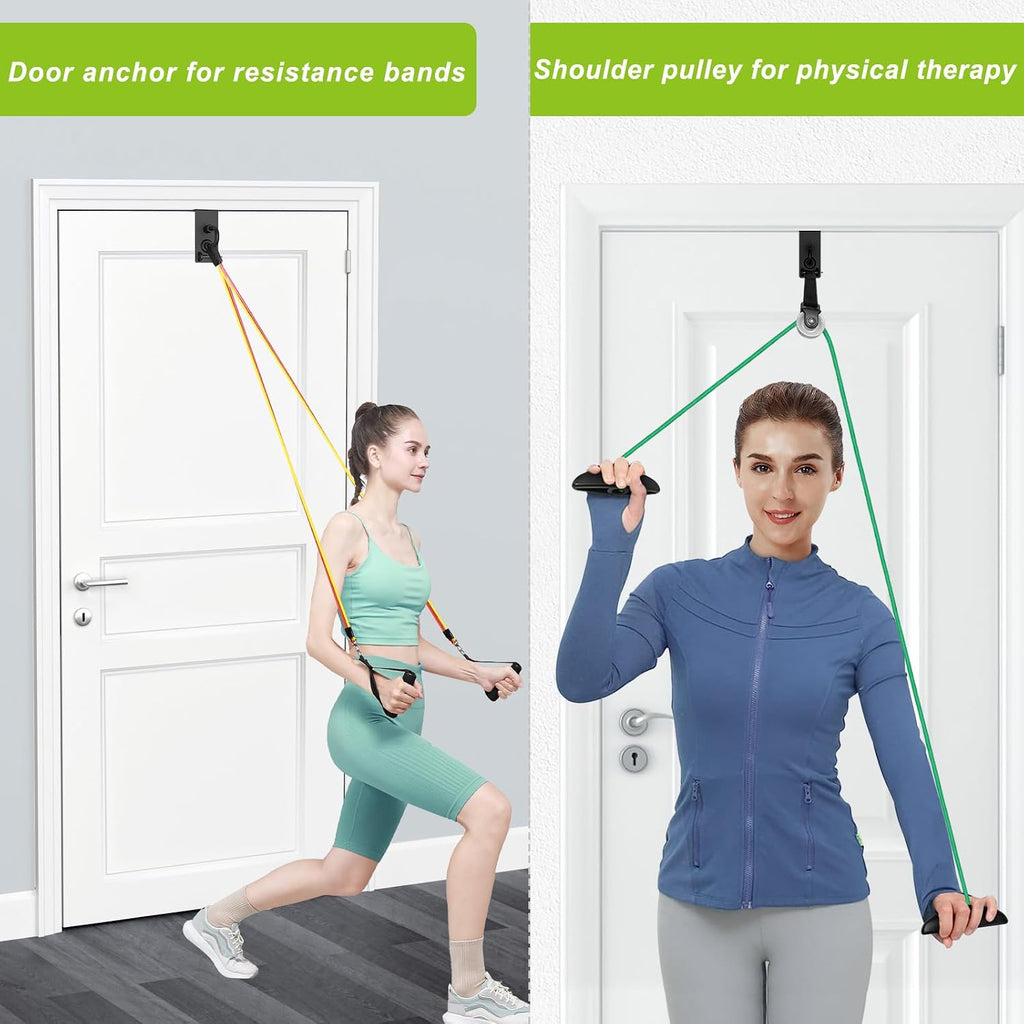Heavy Duty Door Anchor Attachment - Shoulder Pulley for Rotator Cuff Recovery - over Door Rehab Exerciser for Strength Training, Physical Therapy, Home Gym - Compatible with Any Resistance