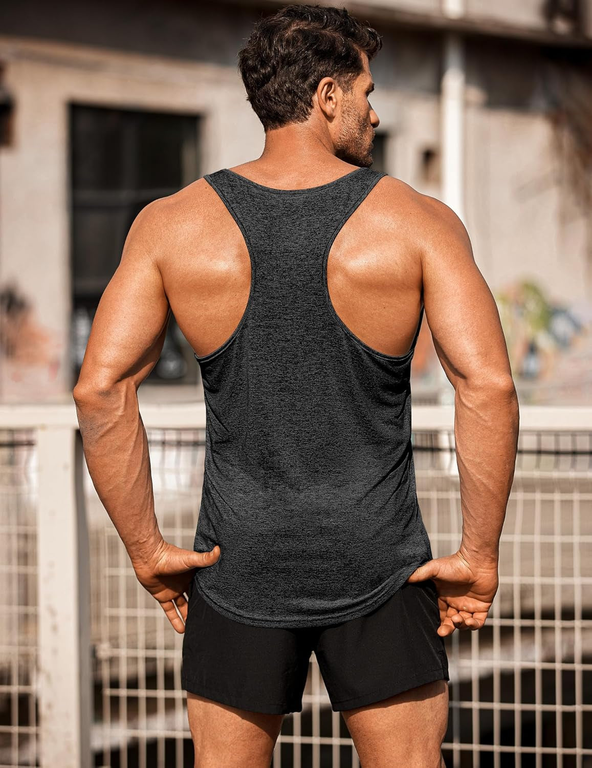 Men'S 3 Pack Gym Tank Tops Y-Back Workout Muscle Tee Training Bodybuilding Fitness Sleeveless T Shirts