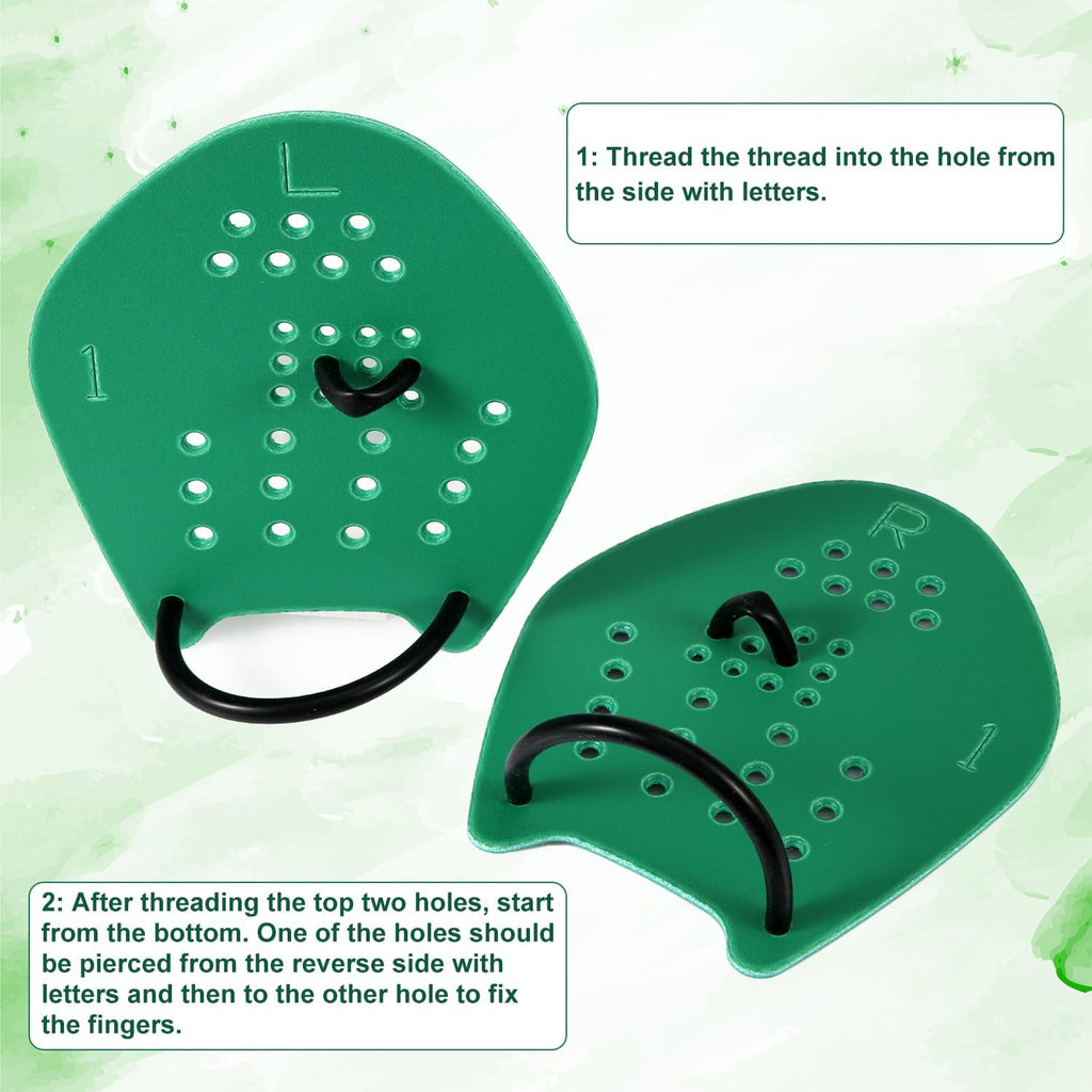 Swimming Paddles for Hands, Swim Paddles with Adjustable Straps, Medium, Green, Black