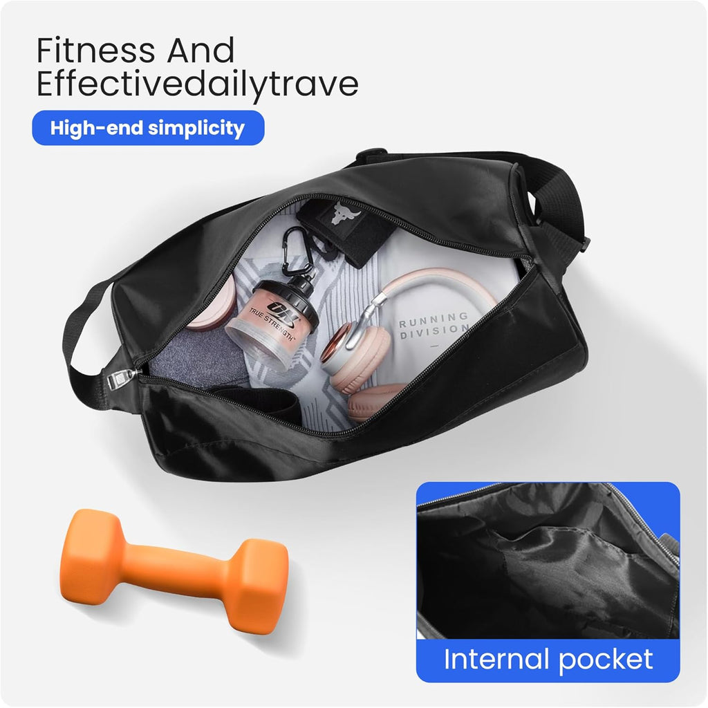 Small Gym Bag for Women & Men,Small Lightweight Duffel Bag Carry on Bags Mini Duffel Travel Bag Waterproof Sports Bags for Workout/Sport/Travel, Black