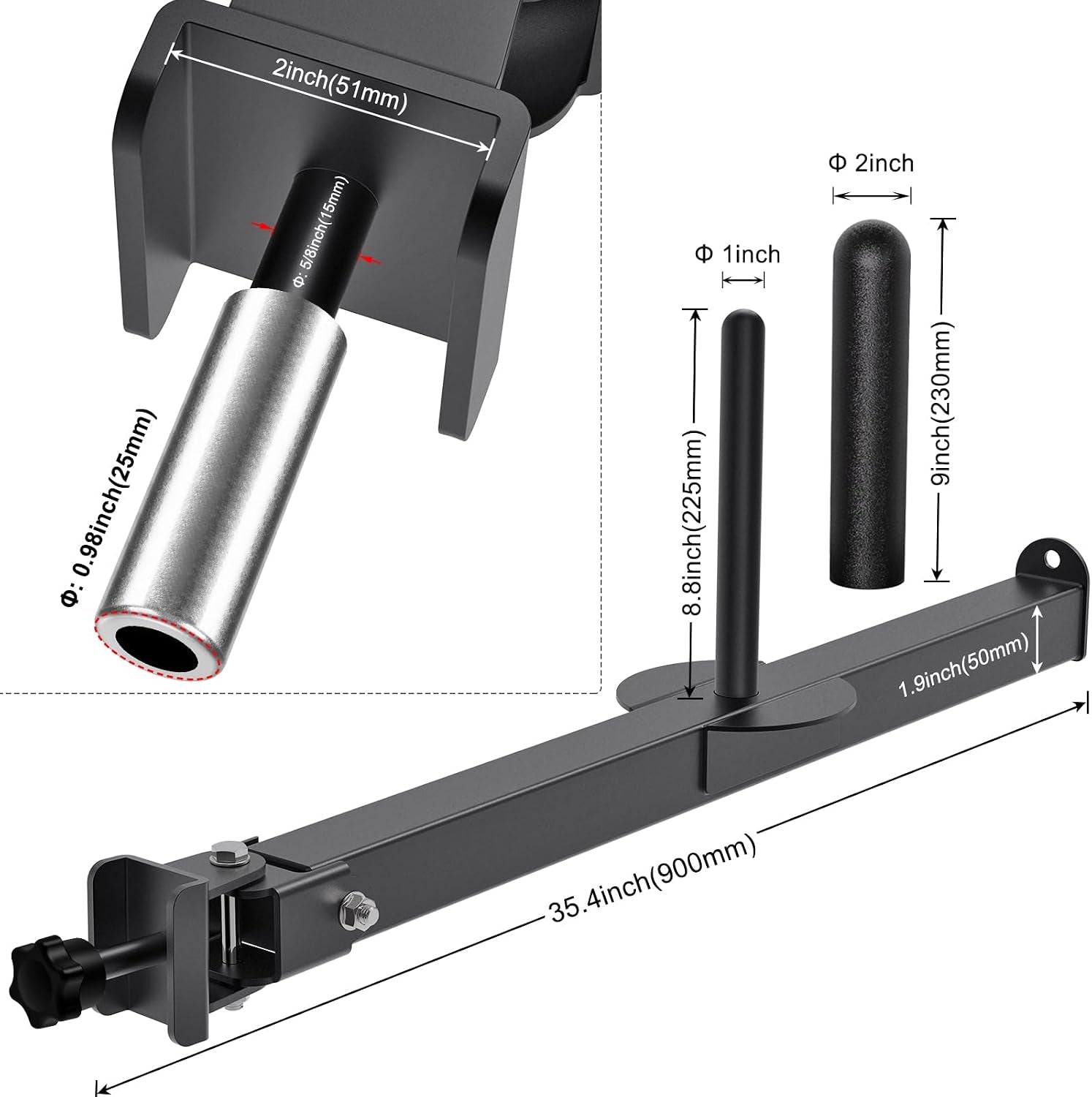 T Bar Row Landmine Attachment Belt Squat Attachment for Power Cage | Heavy Power Rack Attachment, Landmine Attachment, Belt Squat Lever Arm & Landmine Handle, Fits 1"/2" Barbells & Weight Plate