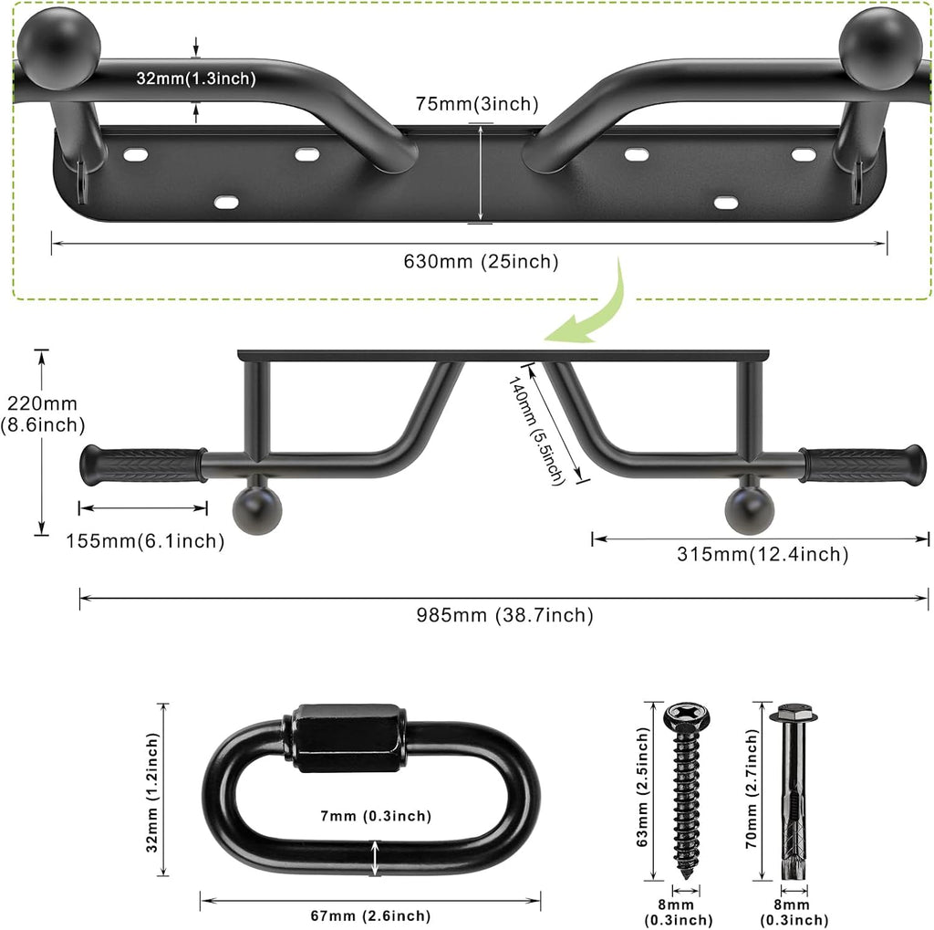 Heavy Duty Wall Mounted Doorway Pull up Bar, Multifunctional Chin up Bar, Portable Fitness Door Bar, Body Workout Home Gym System