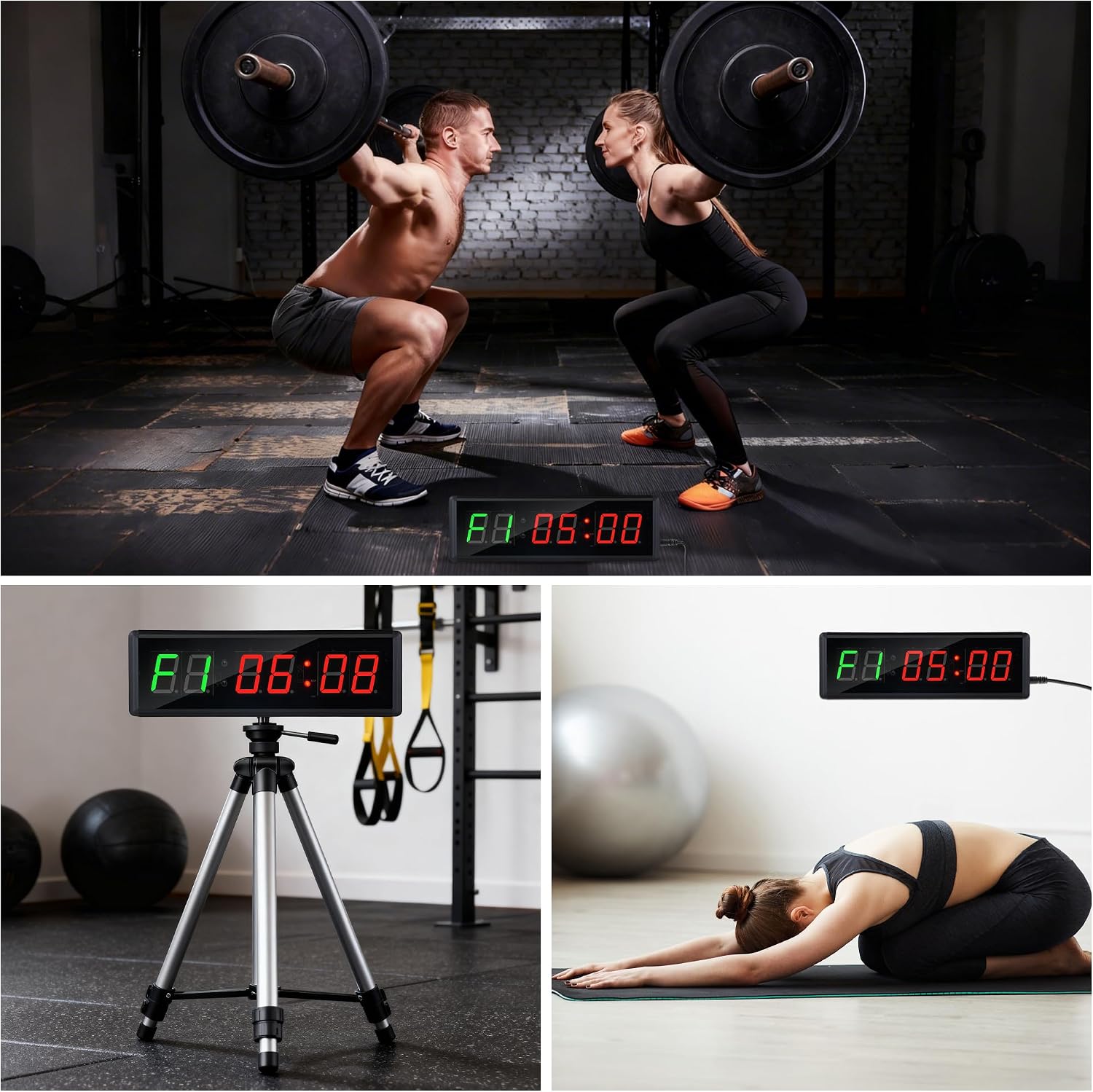 Upgraded Gym Timer Clock for Tabata/Fbg/Emom - Large Digital Interval Workout for Fitness Enthusiast, Count down & up | Stopwatch | Workout Clock for Home Gym/Yoga/Boxing/Garage Fitness Times