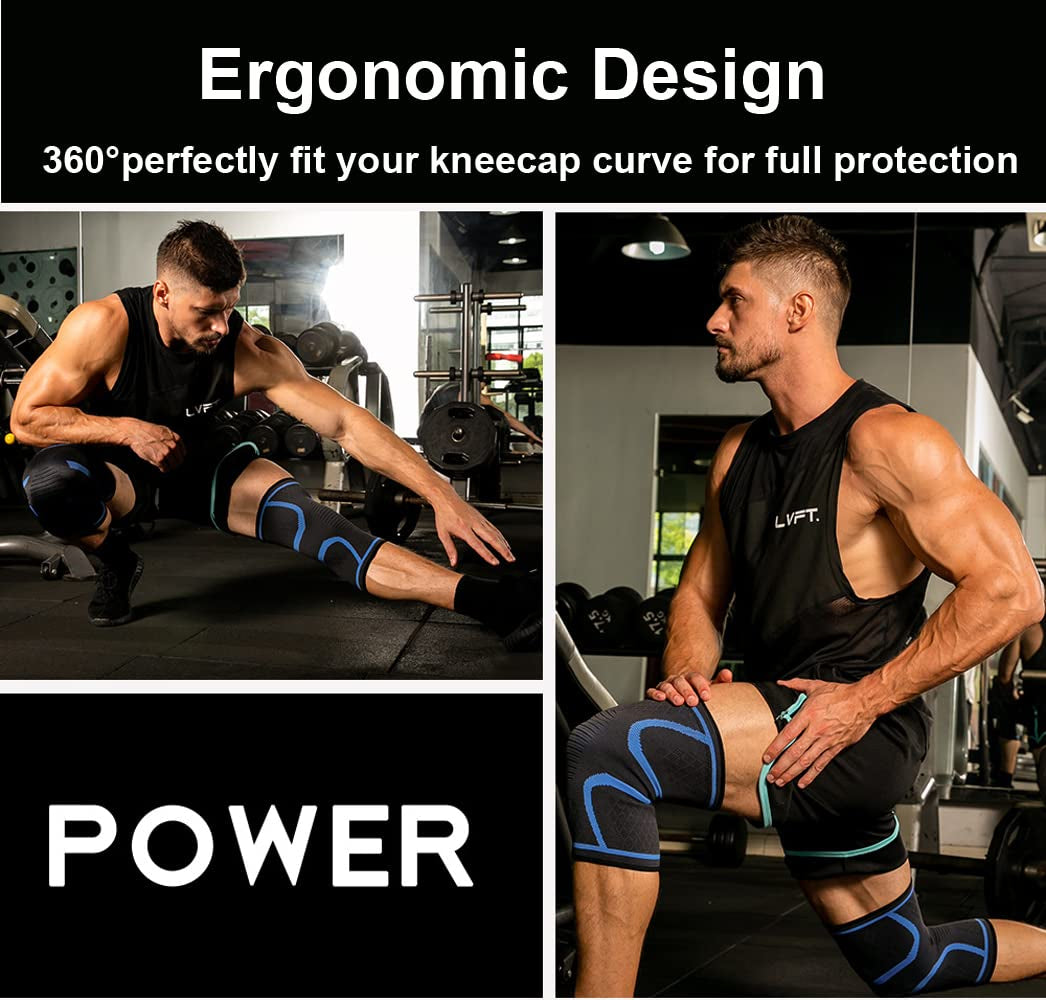 Knee Braces for Knee Pain, 2 Pack Knee Pads Knee Sleeves Weightlifting Knee Compression Sleeve, Knee Support Knee Flex Wrap Knee Sleeves (Medium, Black)