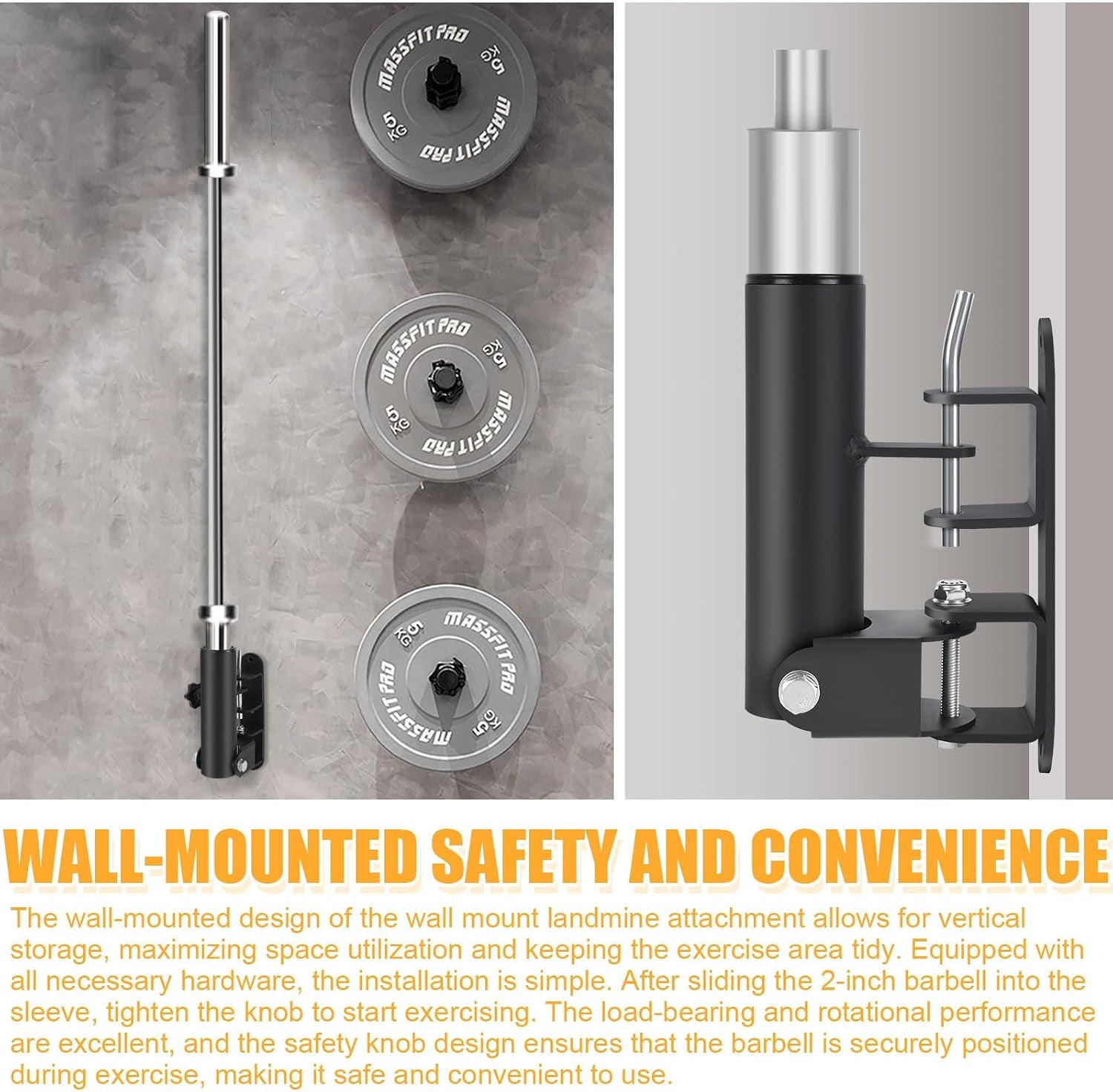 Wall Mounted Landmine Attachment for 1" Standard and 2" Olympic Bars | Wall Mount T Bar for 1" Standard Bar and 2" Olympic Bars, Steel T Bar Row Platform for Home Gym Strength Workouts